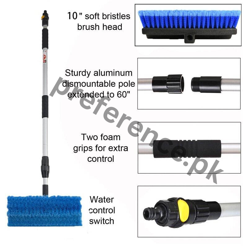 Telescopic Solar Panel Cleaning Brush with Water Switch